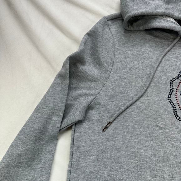 Tommy Hilfiger Women Gray Hoodie Dress‎ Rhinestone Logo Long Sleeve Preppy M - Picture 6 of 16